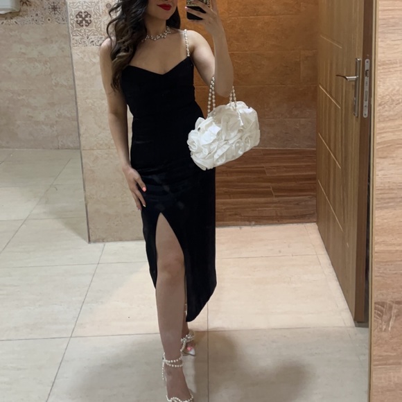 Zara SATIN EFFECT DRESS WITH PEARL EFFECT STRAPS - Picture 6 of 6